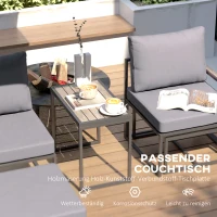 Outsunny Weerbestendige Stalen Tuinmeubelset voor 2 Personen Balkonset met 2 Stoelen, Zitkussens en Bijzettafel - Grijs(m-7)