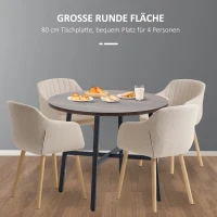 HOMCOM Eettafel Keukentafel, grote tafel, industrieel design, rustiek design, Φ80 x 76 cm, Bruin(m-5)