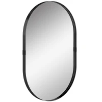 HOMCOM Wall Mirror, Bathroom Mirror with Elevated Aluminium Alloy Frame, 60 x 90 cm, Black(m-1)