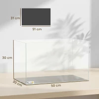 PawHut Fish Tank Bare Glass for DIY Glass Aquarium with Protective Base Mat 43L Transparent for Fish Shrimps(m-3)