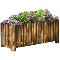Outsunny Wooden Raised Garden Bed, 100 x 38.5 x 40cm Elevated Planter Box, Outdoor Flower Bed with Drainage Gaps, Easy Assembly, Natural(m-1)