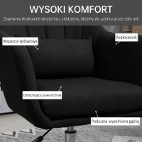 HOMCOM Krzesło obrotowe, regulowany fotel biurowy, lenopodobny poliester, metal, 60 x 60 x 79-91 cm, Szary(m-6)