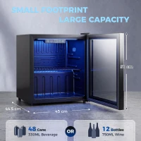 HOMCOM 50L Drinks Fridge, 48 Can Under Counter Freestanding Beer Fridge with LED Light(m-3)