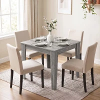 HOMCOM Mesa de Jantar para 4 Pessoas, Mesa de Cozinha Quadrada 80x80x75 cm com Pés Antiderrapantes, Cinza Efeito Madeira(m-2)