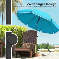 Outsunny Sonnenschirm Strand Ø150 cm wasserabweisend faltbar Strandschirm mit Sandanker verstellbarer Neigung Tragetasche Blau(m-5)