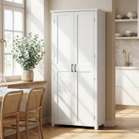 HOMCOM Mobile Cucina Alto con Ruote, 2 Ante, 14 Scomparti, 80x40x180 cm, Bianco(m-9)