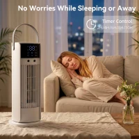 HOMCOM Tower Fan for Bedroom, 16 Inch Mist Desktop Fan with DC Motor, 3 Speeds, 90° Oscillation, 10H Timer, for Home Office(m-7)