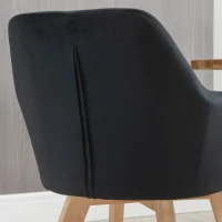 HOMCOM Eetkamerstoelen, 2-delig, modern ontwerp, velourslook, rubberhout, 54x57x80 cm, Zwart(m-7)