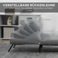 HOMCOM Opklapbed, slaapstoel, verstelbare rugleuning, staal, linnenlook, zwart, 75 x 70 x 75 cm(m-4)