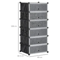 HOMCOM Six Cube Modular Storage Storage Unit - Black(m-3)