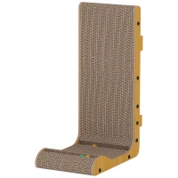 PawHut Cat Scratching Board Wall Mounted Cat Scratcher Corrugated 3 Toy Balls 39 x 23.5 x 57.5 cm Brown(m-15)
