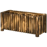 Outsunny Wooden Raised Garden Bed, 100 x 38.5 x 40cm Elevated Planter Box, Outdoor Flower Bed with Drainage Gaps, Easy Assembly, Natural(m-10)