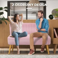 HOMCOM Sofa 2-osobowa materiałowa sofa tapicerowana sofa wypoczynkowa szeroka różowa(m-6)