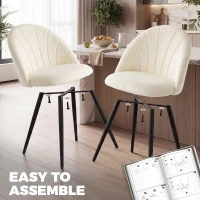 HOMCOM Lot de 2 chaises de salle à manger, chaises de cuisine rembourrées sans accoudoirs, pieds en acier, 52x55x79cm, crème(m-8)