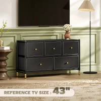 HOMCOM Faux Leather Front Chest of Drawers - Black(m-6)