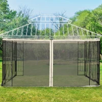 Outsunny Moustiquaires pour tonnelle barnum pavillon de jardin 3 x 4 m - lot de 4 moustiquaires zippées + crochets d'attaches - polyester nylon - noir et crème(m-10)