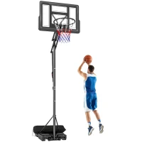 SPORTNOW Basketballkorb Outdoor 235-305cm schnell Höhenverstellbar, mit 110x70cm bruchsichere Rückwand 2 Rädern & Gewichtssack(m-12)