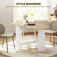 HOMCOM Masă Pliabil Con 2 Extensii Oval Economizor de Spațiu, Color Lemn(m-5)