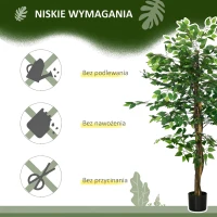 HOMCOM Sztuczna Roślina, 150 cm Sztuczny Drzewo Ficus z Doniczką, Sztuczny Mech, Drzewo Ficus na Wnętrze, Roślina Pokojowa do Salonu, Zielony(m-5)