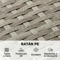 Outsunny Conjunto de Jardín Exterior de Ratán de 3 Piezas con Sofá Modular de 3 y 2 Plazas Mesa Lateral Mesa de Centro Cojines(m-4)