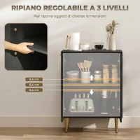 HOMCOM Credenza Moderna con 2 Ante e Ripiano Regolabile, Mobile Buffet per Cucina e Soggiorno con Gambe in Metallo, Nero(m-5)