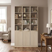 HOMCOM Bookcase Adjustable Shelf Bookshelf Anti-Tip Hardware 6-Tier Storage Cabinet Oak Wood Effect(m-8)