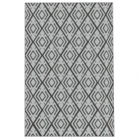 Outsunny Alfombra de Exterior Reversible 182x274 cm con Patrón Geométrico de Rombos Impermeable Bolsa de Transporte Negro(m-11)