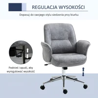 HOMCOM Krzesło biurowe fotel biurowy obrotowy regulowany mikrofibra pianka szary(m-4)