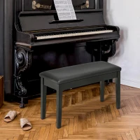 HOMCOM Banc pour piano avec assise rembourrée pieds en bois massif revêtement synthétique 75 x 35 x 49 noir(m-10)