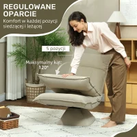 HOMCOM Krzesło podłogowe obrotowe o 360° z 5-stopniową regulacją oparcia, składane sofa podłogowa, krzesło medytacyjne, tapicerowane leniwe sofa do salonu, gier i czytania, kolor beżowy(m-5)