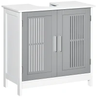 kleankin Modern Under Sink Cabinet with 2 Doors, Bathroom Vanity Unit, Pedestal Under Sink Design, Storage Cupboard with Adjustable Shelves, Grey(m-1)