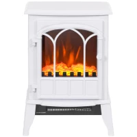 HOMCOM Camino da Terra Elettrico Potenza 1000W / 2000W con Effetto Fiamma Regolabile, 39x23x56.5cm, Bianco(m-11)