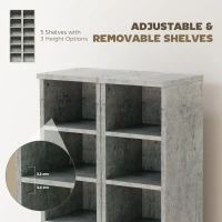 HOMCOM Set of 2 CD Media Display Shelf Unit Tower Rack with Adjustable Shelves, Cement Grey(m-6)