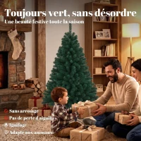 HOMCOM Sapin de Noël Artificiel 150 cm, Arbre de Noël avec 420 Pointes de Branches Articulées, Support Pliable en Acier, Vert(m-4)