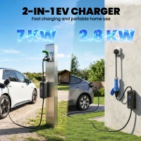 HOMCOM EV Charger 7kW Type 2 to CEE 32A Plug with UK Adapter, 10 m, 6-32A, Electric Car Charger w/ 1-12 h Time Delay(m-4)
