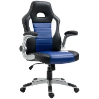 HOMCOM  Silla de Juego Escitorio Silla Giratorio de Ordenador para Jóvenes Ergonómica Regulable con Ruedas Azul(m-12)