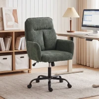 HOMCOM Scaun Birou Ergonomic, Scaun de Birou cu Înălțime Reglabilă, Șezut Lat, Funcție de Balans, Verde Închis(m-6)