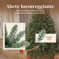 HOMCOM Albero di Natale Artificiale da 180 cm con Rami a Cerniera e Base in Metallo Pieghevole, Verde(m-5)