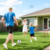 HOMCOM Double Sided Football Rebounder Net, Football Rebound Goal with Five Adjustable Angles, Red(m-8)