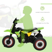 HOMCOM Trike for Kids, Toddler Pedal Motorcycle, Kids Ride On Tricycle Early Learning w/ Music Lights Handlebar Stickers Exercise Boys Girls Gift for 18 - 36 Months Green(m-11)
