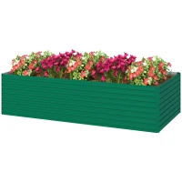 Outsunny Jardinière surélevée galvanisée rectangulaire pour l'extérieur - fond ouvert - 240 x 120 x 60cm, vert(m-12)