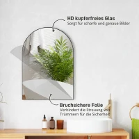 HOMCOM Gebogen Badkamerspiegel, 50 x 70 cm, Badkamerspiegel met Aluminium Frame, Decoratieve Spiegel, Keuken, Zwart(m-5)