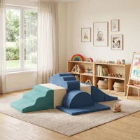 AIYAPLAY Parcours motricité bébé 7PCS, module en mousse avec housse en velours et base antidérapante, bleu(m-2)