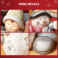 HOMCOM Elf met Sneeuwpop, Tuinkabouter, 4 LEDs, Batterijvoeding, 25 x 18 x 45,5 cm(m-6)