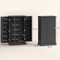 HOMCOM Kitchen Cupboard, Freestanding Multi-Storage Kitchen Pantry Cabinet with Adjustable Shelves, Black(m-3)