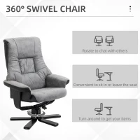 HOMCOM Fabric Recliner Sofa Armchair with footstool Swivel Sofa Grey(m-4)