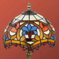 HOMCOM Tiffany Lamp, Stained Glass Table Lamp, Handcrafted Artisan Collectible, Suitable for Living Room and Bedside, Multi-Coloured, Ф25 x 45Hcm, Zinc Alloy.(m-7)