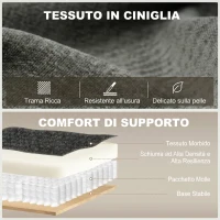 HOMCOM 3 in 1 Divano Letto 2 Posti con Schienale Regolabile in 3 Posizioni con 2 Cuscini, in Ciniglia, Grigio Scuro(m-7)