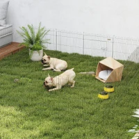 PawHut Parc pour chien, enclos chien 8 panneaux avec toit, modulable et pliable, enclos portable 60H cm avec porte argent vert(m-11)