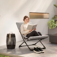 Outsunny Chaise pliante extérieur, chaise pliante camping avec coussin épais rembourré et accoudoir, gris(m-8)